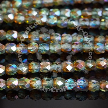 Бусины Fire Polished 4 мм цвет Aqua Orange Rainbow #60020/98535