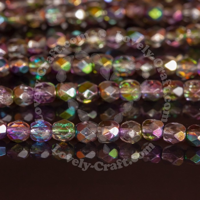 Купить бусины Fire Polished 4 мм цвет Magic Violet Green (#95000) в интернет-магазине «Любимое Творчество»