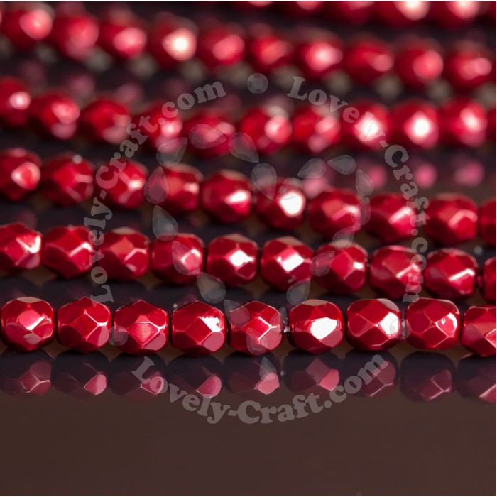 Купить бусины Fire Polished 4 мм цвет Burgundy (#17965) в интернет-магазине «Любимое Творчество»