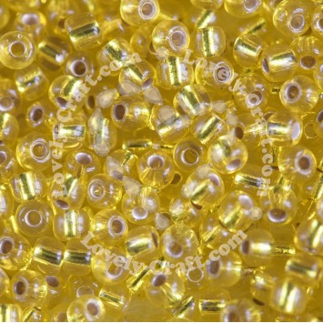 Бисер 8/0- 3 мм посеребренный (ярко-жёлтый)
