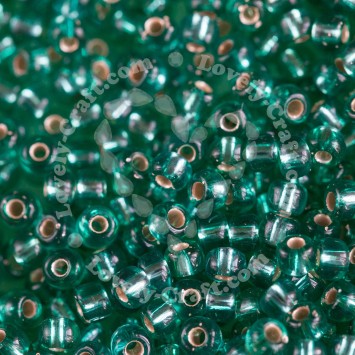 Бисер 8/0 - 3 мм посеребренный (изумрудно-зелёный)
