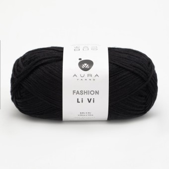 Моток пряжи Aura Yarns Fashion Li Vi цвет 06.099 Black, крупно