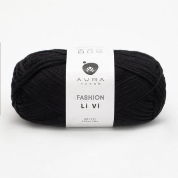 Моток пряжи Aura Yarns Fashion Li Vi цвет 06.099 Black, крупно