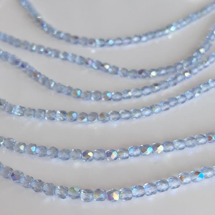 Купить бусины Fire Polished 4 мм цвет Xtra Light Sapphire (#3001AB) в интернет-магазине «Любимое Творчество»