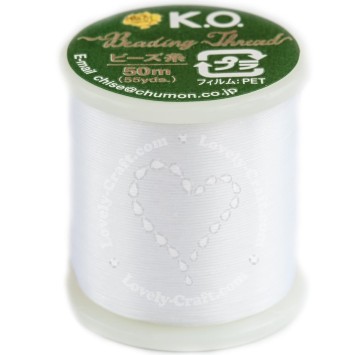 Нейлоновые нити для бисероплетения K.O., 50 м, белая