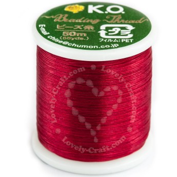 Нейлоновые нити для бисероплетения K.O., 50 м, красная