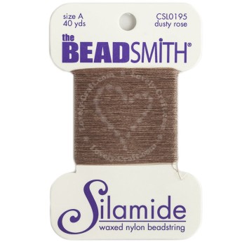 Нейлоновые вощеные нити для бисероплетения BEADSMITH Silamide А, цвет пыльная роза