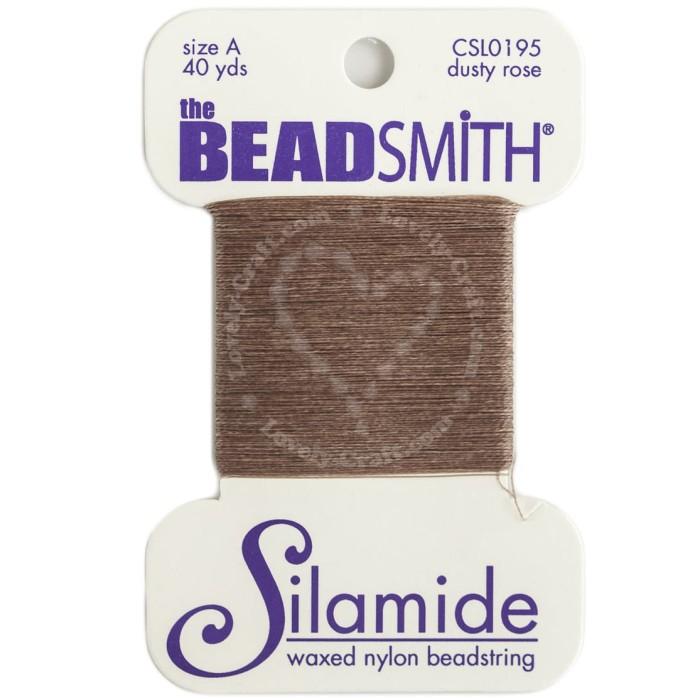 Купить нить нейлоновую Beadsmith Silamide на картонной катушке цвет пыльная роза