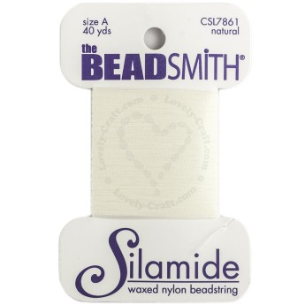 Нейлоновые вощеные нити для бисероплетения BEADSMITH Silamide А, цвет слоновая кость