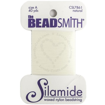 Нейлоновые вощеные нити для бисероплетения BEADSMITH Silamide А, цвет слоновая кость