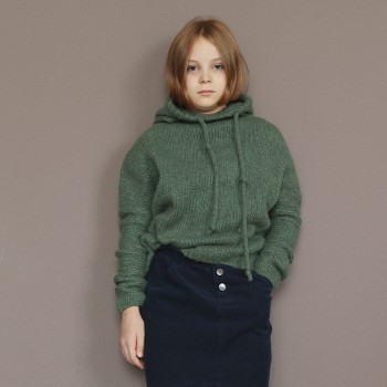 Базовый детский худи с капюшоном из пряжи Aura Yarns Fashion, цвет Eucalyptus, 6 мотков
