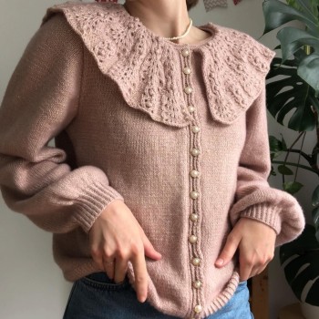 Кардиган из пряжи Aura Yarns Fashion Shiny Day оттенок 1413 Rose Quartz, на размер М - 11 мотков, спицы 3,5 мм