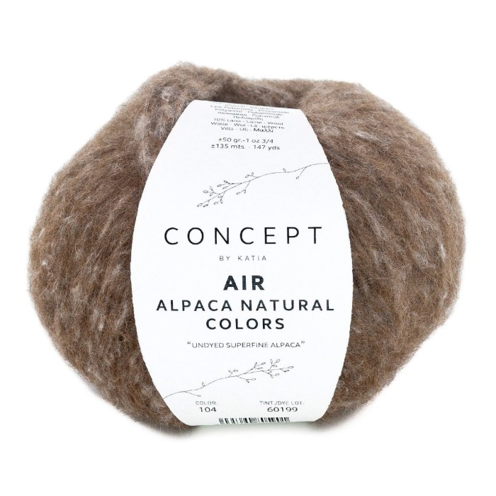 Купить пряжу Katia 🧶 Concept Air Alpaca Natural Colors цвет 104 Brown 🧡 в Калининграде
