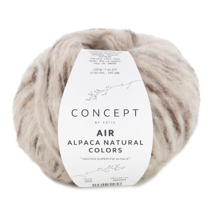 Купить пряжу Katia 🧶 Concept Air Alpaca Natural Colors цвет 202 Beige-Brown 🧡 в Калининграде