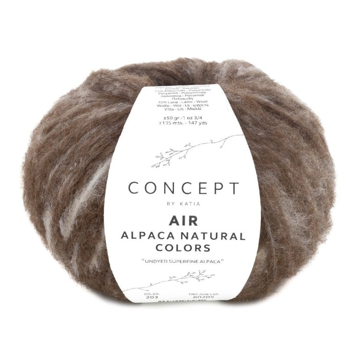 Купить пряжу Katia 🧶 Concept Air Alpaca Natural Colors цвет 203 Brown-Beige 🧡 в Калининграде