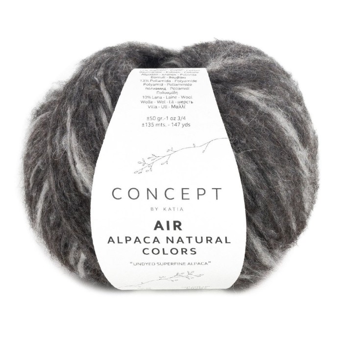 Купить пряжу Katia 🧶 Concept Air Alpaca Natural Colors цвет 205 Black-Grey 🧡 в Калининграде
