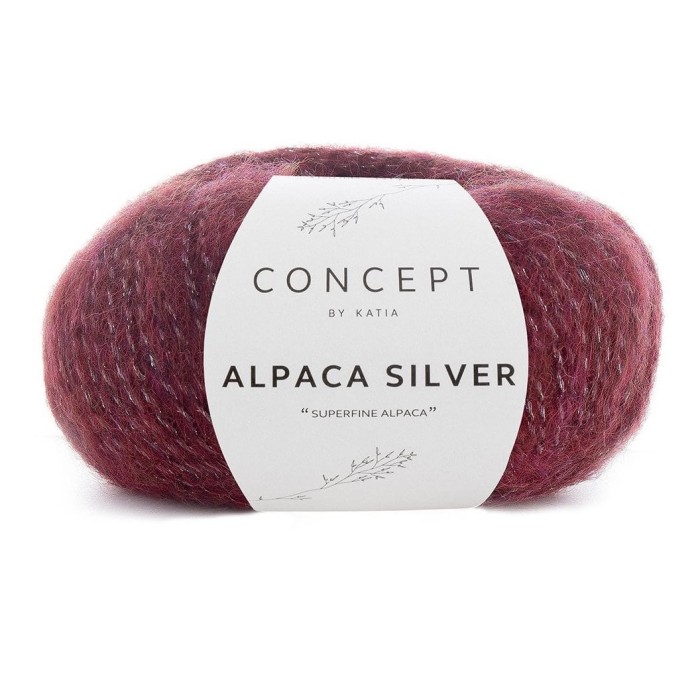 Купить пряжу Concept by Katia 🧶 Alpaca Silver цвет 259 Burgundy Red-Silver 🧡 в Калининграде