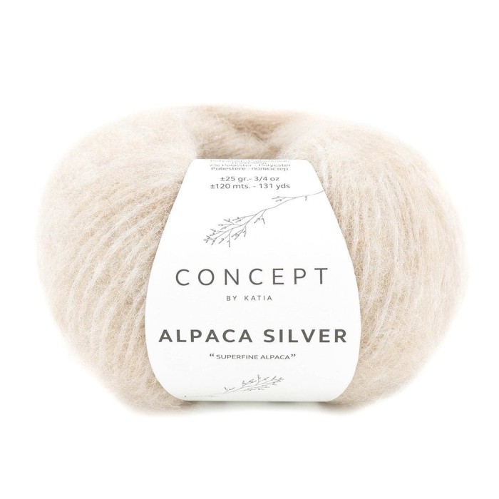 Купить пряжу Concept by Katia 🧶 Alpaca Silver цвет 268 Very Light Beige-Silver 🧡 в Калининграде