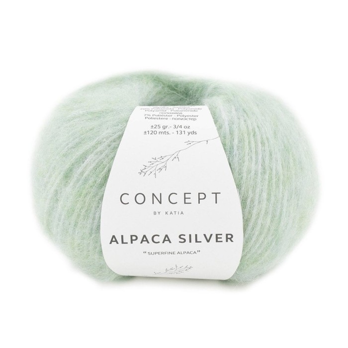 Купить пряжу Concept by Katia 🧶 Alpaca Silver цвет 269 Pastel Green-Silver 🧡 в Калининграде