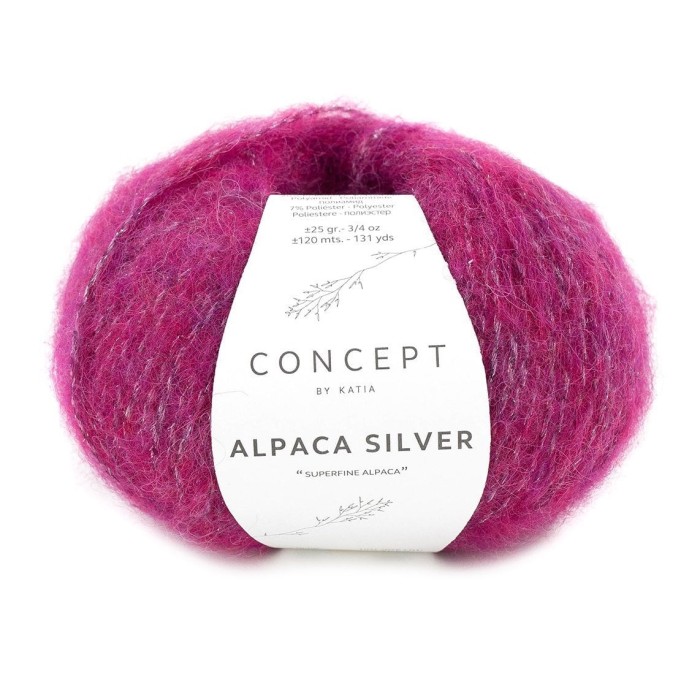 Купить пряжу Concept by Katia 🧶 Alpaca Silver цвет 271 Ruby-Silver 🧡 в Калининграде