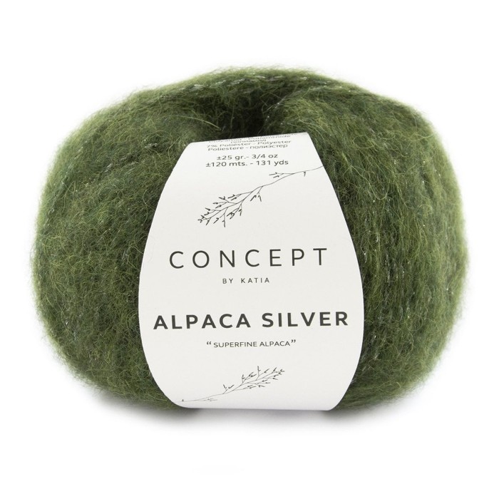 Купить пряжу Concept by Katia 🧶 Alpaca Silver цвет 272 Dark Green-Silver 🧡 в Калининграде