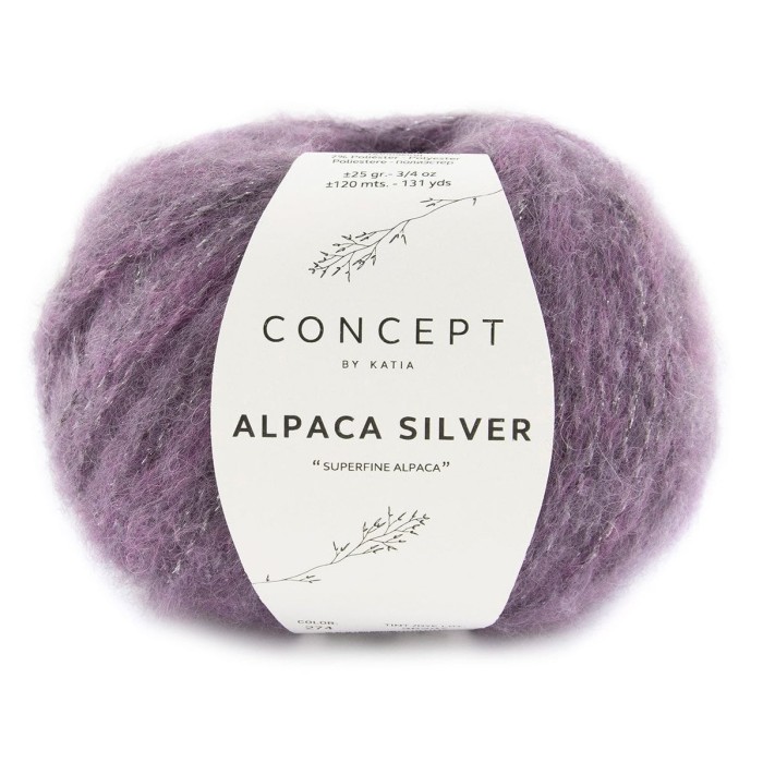 Купить пряжу Concept by Katia 🧶 Alpaca Silver цвет 274 Lilac-Silver 🧡 в Калининграде