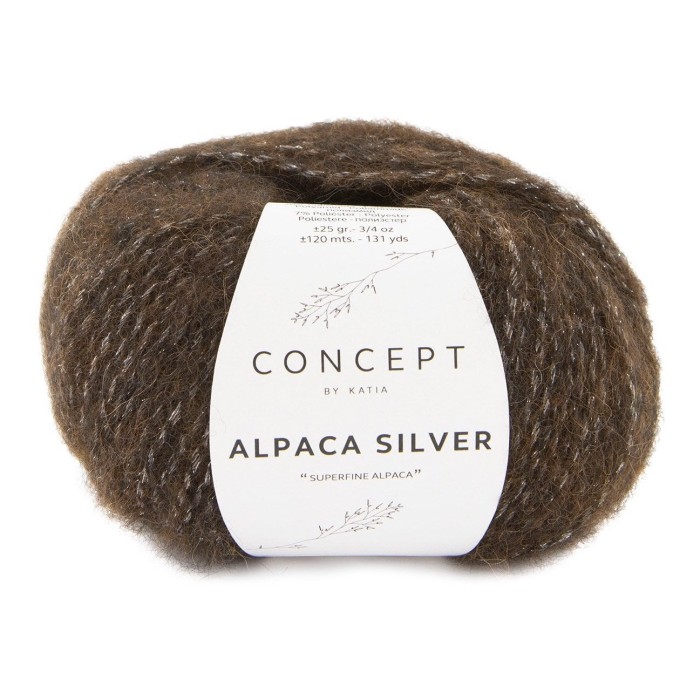Купить пряжу Concept by Katia 🧶 Alpaca Silver цвет 275 Dark Brown-Silver 🧡 в Калининграде