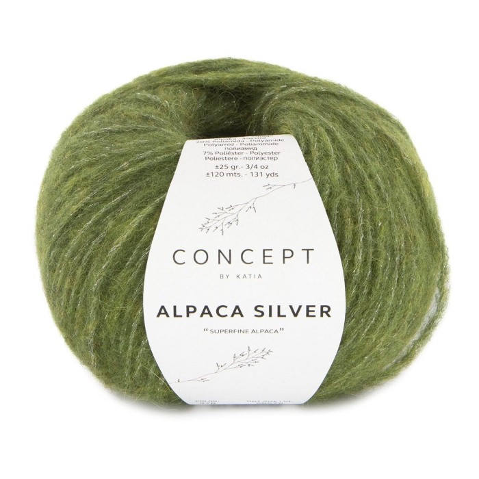 Купить пряжу Concept by Katia 🧶 Alpaca Silver цвет 278 Fern Green-Silver 🧡 в Калининграде