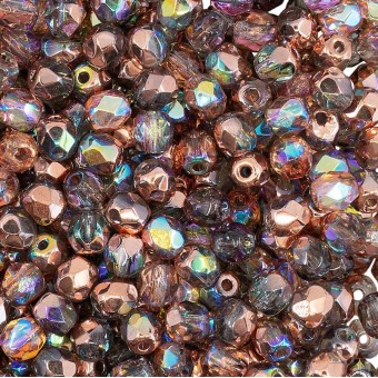 Бусины Fire Polished 4 мм цвет Light Amethyst Copper Rainbow (#00030/98533) (Чехия)