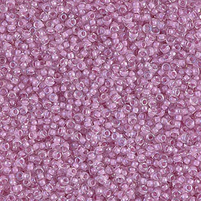 купить Бисер MIYUKI круглый 15/0 ROUND ROCAILLE LINED PALE LILAC AB #2201 в Калининграде