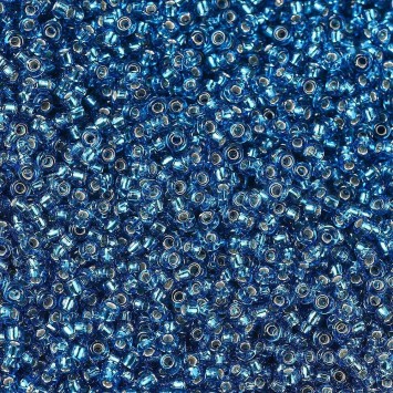 Бисер MIYUKI круглый 15/0 ROUND ROCAILLE SILVER LINED CAPRI BLUE #25, 4 гр