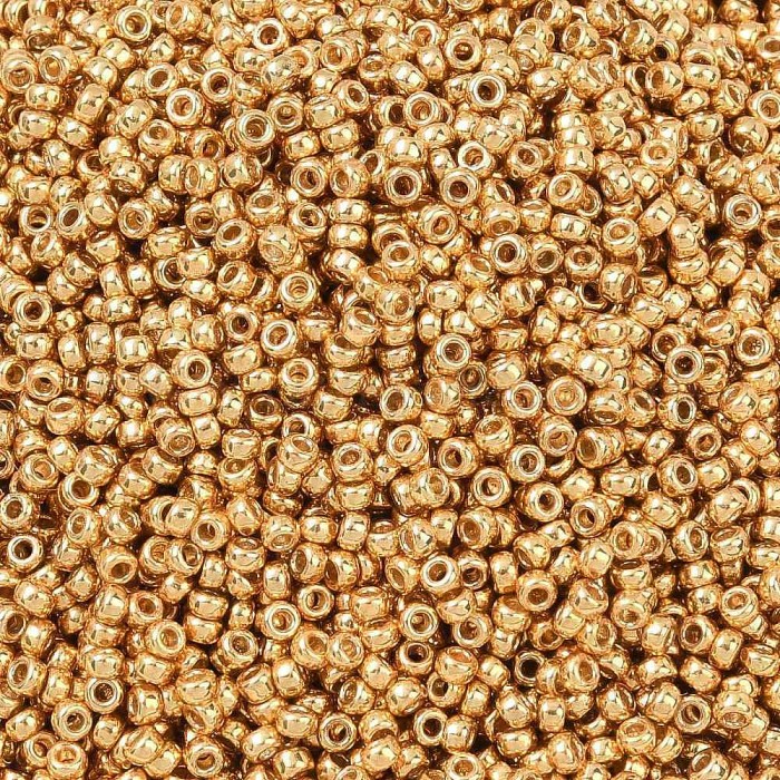 Купить Бисер MIYUKI круглый 15/0 ROUND ROCAILLE DURACOAT GALVANIZED GOLD #4202 в Калининграде