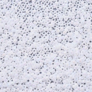 Бисер MIYUKI круглый 15/0 ROUND ROCAILLE WHITE PEARL AB #471, 4 гр