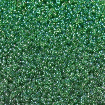 Бисер MIYUKI круглый 15/0 ROUND ROCAILLE TRANSPARENT GREEN AB #179, 4 гр