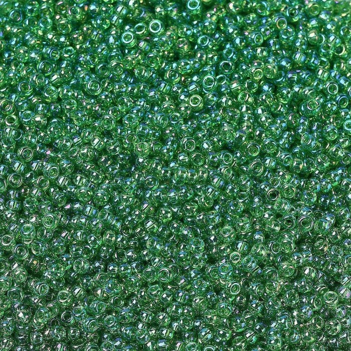 купить Бисер MIYUKI круглый 15/0 ROUND ROCAILLE TRANSPARENT GREEN AB #179 в Калининграде