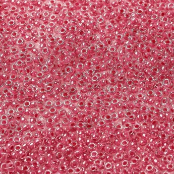 Бисер MIYUKI круглый 15/0 ROUND ROCAILLE CARNATION PINK-LINED CRYSTAL #208, 4 гр