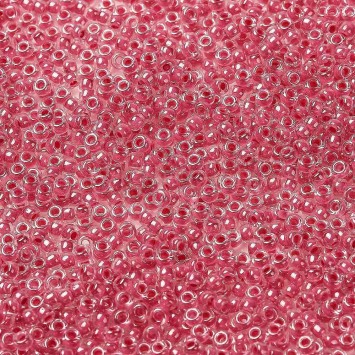 Бисер MIYUKI круглый 15/0 ROUND ROCAILLE CARNATION PINK-LINED CRYSTAL #208, 4 гр