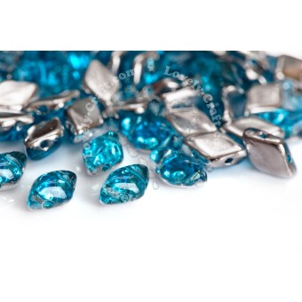 Бусины GemDuo 8x5 мм Backlit Aquamarine (#60020/27002) (Matubo, Чехия)