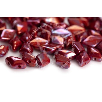 Бусины GemDuo 8x5 мм Coral Red Nebula (#93200/15001) (Matubo, Чехия)