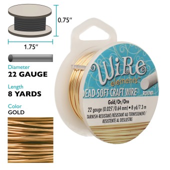 Проволока The Beadsmith® Wire™ Elements с медным посеребренным сердечником Ø0,64 мм (золотистая) (США)
