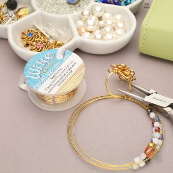 Проволока The Beadsmith® Wire™ Elements с медным посеребренным сердечником Ø0,64 мм (золотистая) (США)