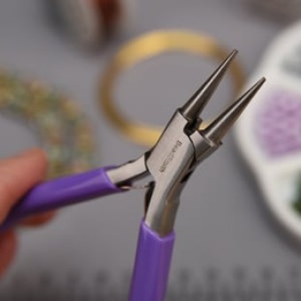 Круглогубцы BEADSMITH PURPLE HANDLE ROUND NOSE PLIER 120 мм (фиолетовые) (США)