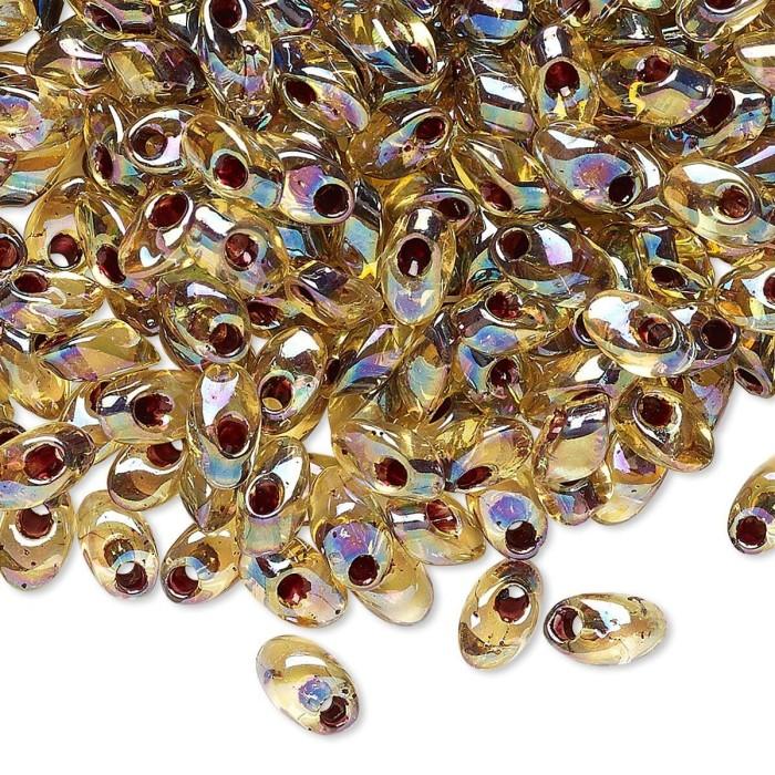 Бисер MIYUKI Long Magatama LIGHT TOPAZ GARNET-LINED AB #2161, 10 гр