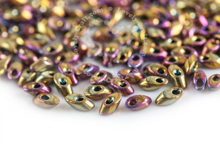 Купить бисер MIYUKI Long Magatama цвет золотисто-фиолетовый ирис металлик Metallic Purple Gold Iris - LMA-188 в интернет-магазине «Любимое Творчество»