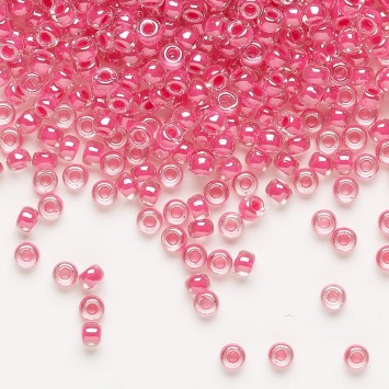 Бисер MIYUKI круглый 15/0 CARNATION PINK-LINED CRYSTAL (#208), 10 гр