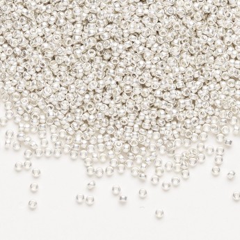 Бисер MIYUKI круглый 15/0 ROUND ROCAILLE STERLING SILVER PLATED FROSTED MATTE #961F, 4 гр