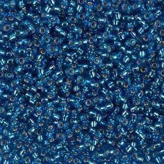 Бисер MIYUKI круглый 11/0 CAPRI BLUE SILVER-LINED #25, 10 гр