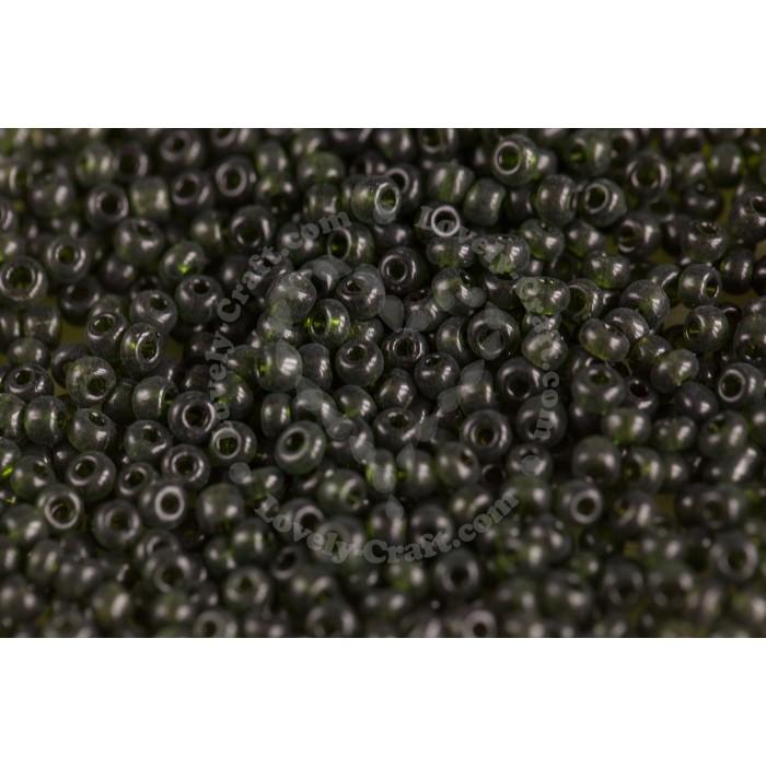 Купить китайский бисер 8/0 - 3 мм прозрачный (зеленый моховый) в интернет-магазине «Любимое Творчество»