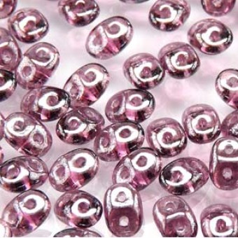 Бусины SuperDuo 2,5x5 мм Amethyst White Luster (#20060) (Matubo, Чехия)