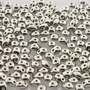 Бусины SuperDuo 2,5x5 мм Nickel Plate (#00030/37000) (Matubo, Чехия)